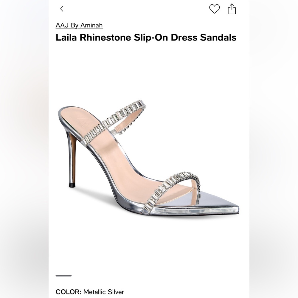 Metalic Silver, Rhinestone heels.